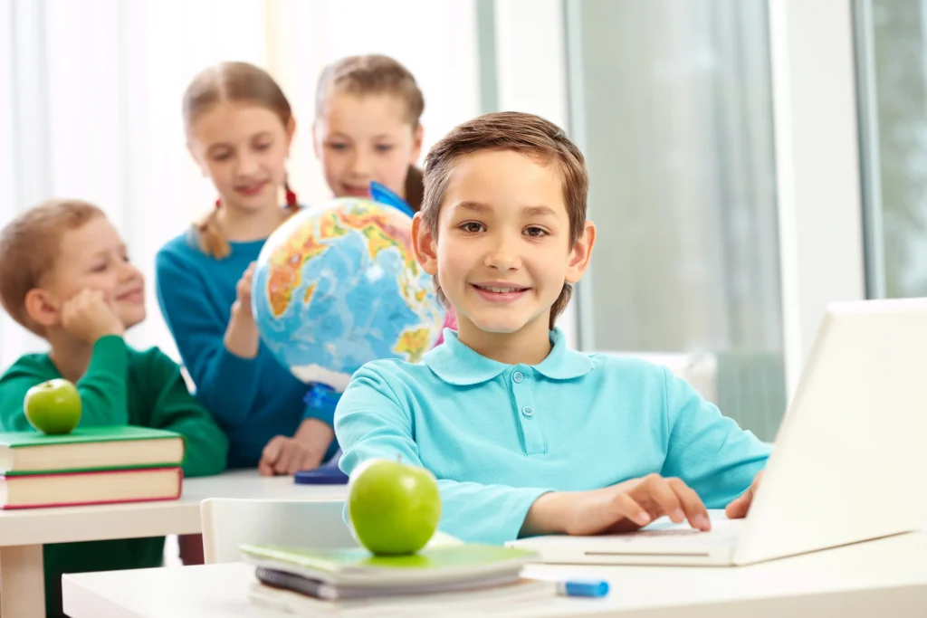 positive student with classmates background 11zon 1024x683